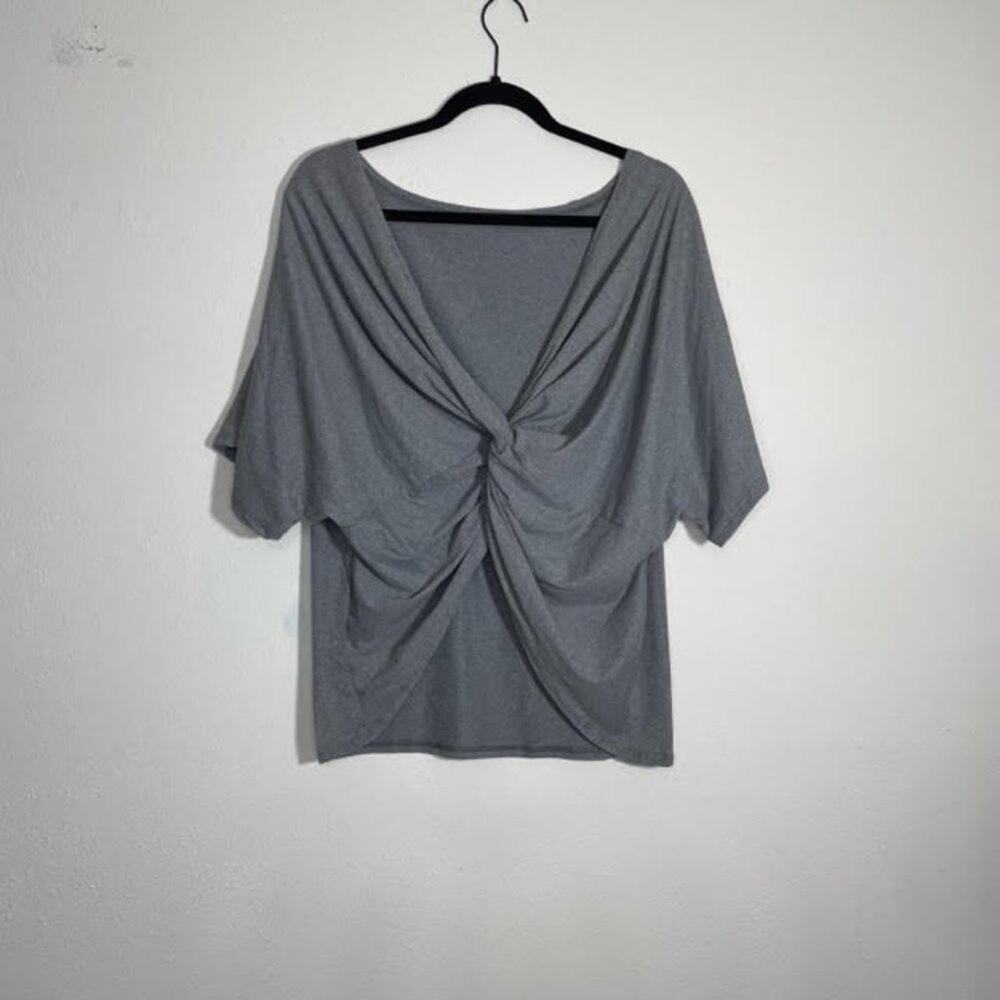 Fashion Nova Gray Oversized Cropped Twist Back Top M